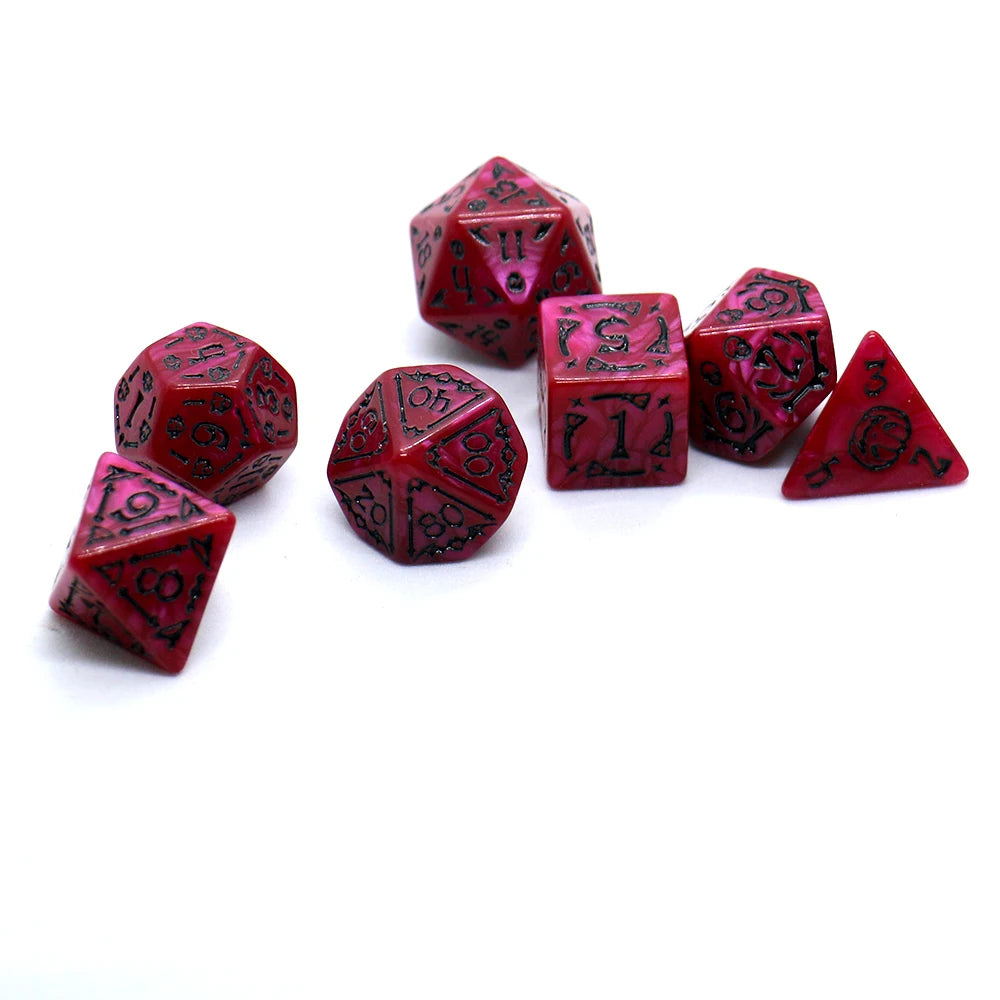 7pcs Set Relief Halloween Pattern Board Game Dice Set, DND Game Dice