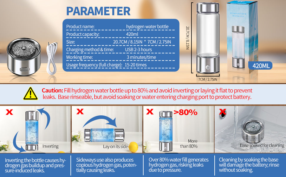 Hydrogen-Rich Water Cup Electric Water Generator Bottle Dual Chamber Filter Cups Antioxidant Water Bottle Titanium Quality Glass