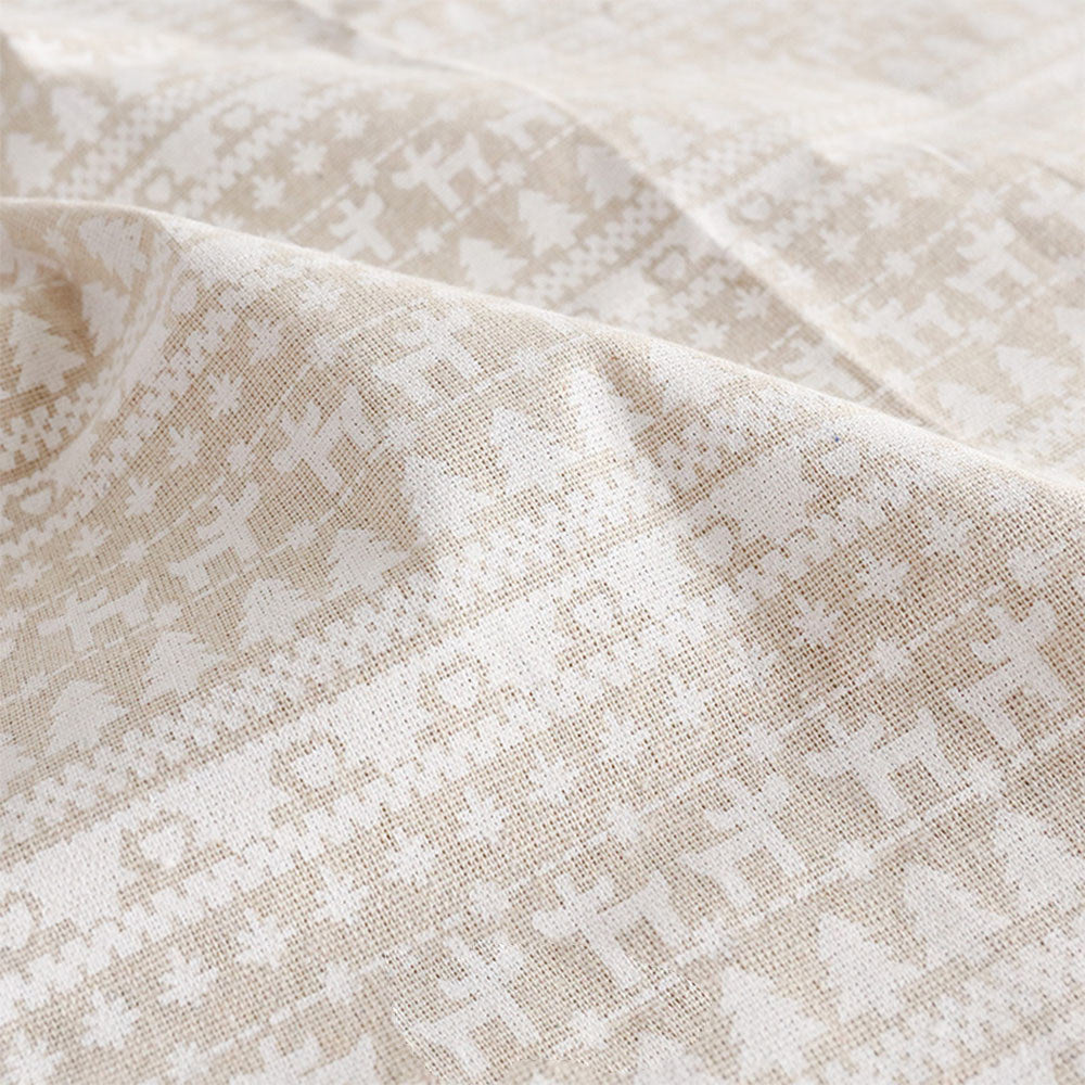 45x145cm Elk Snowflake Printed Linen Cotton Fabric Wrinkle-Resistant for Doll Clothes DIY Quit Sewing Kits Christmas Gift Craft