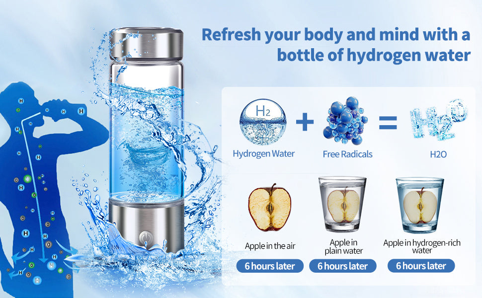 Hydrogen-Rich Water Cup Electric Water Generator Bottle Dual Chamber Filter Cups Antioxidant Water Bottle Titanium Quality Glass