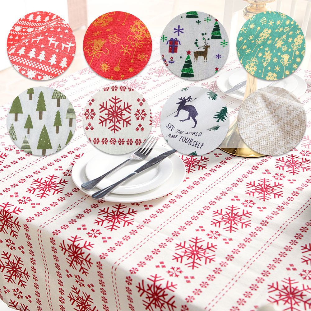 45x145cm Elk Snowflake Printed Linen Cotton Fabric Wrinkle-Resistant for Doll Clothes DIY Quit Sewing Kits Christmas Gift Craft