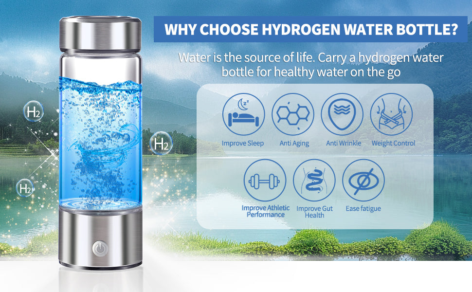 Hydrogen-Rich Water Cup Electric Water Generator Bottle Dual Chamber Filter Cups Antioxidant Water Bottle Titanium Quality Glass