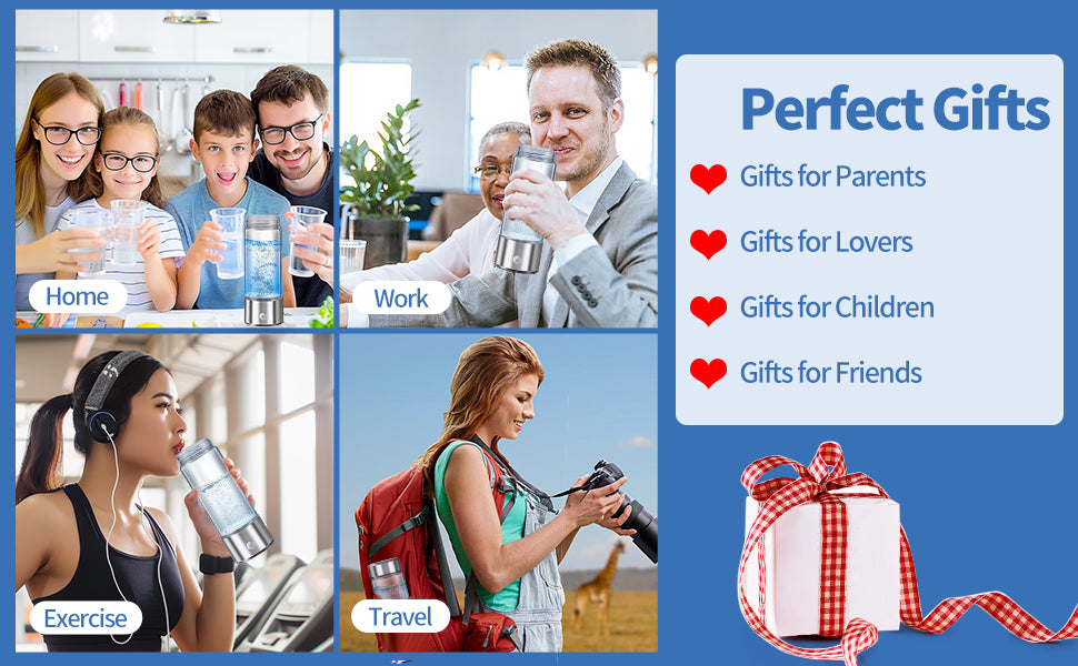 Hydrogen-Rich Water Cup Electric Water Generator Bottle Dual Chamber Filter Cups Antioxidant Water Bottle Titanium Quality Glass