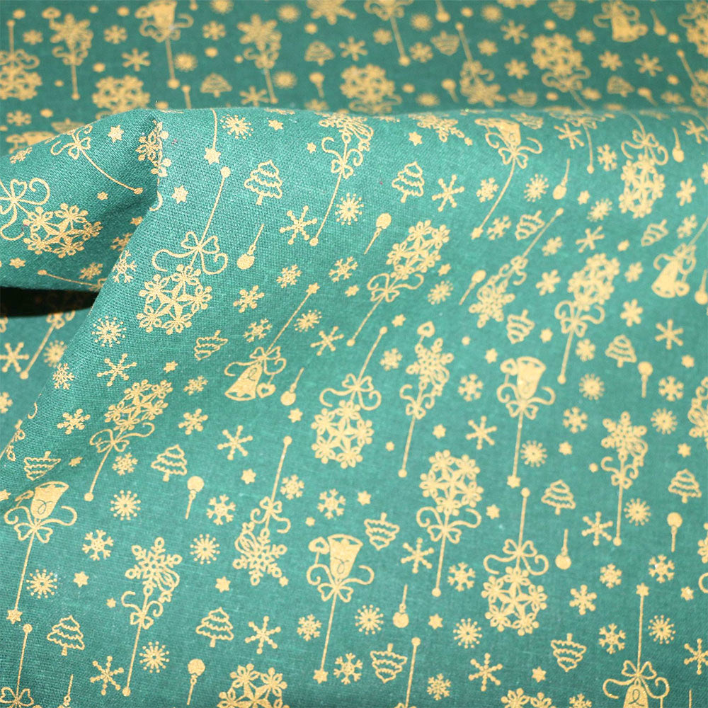 45x145cm Elk Snowflake Printed Linen Cotton Fabric Wrinkle-Resistant for Doll Clothes DIY Quit Sewing Kits Christmas Gift Craft