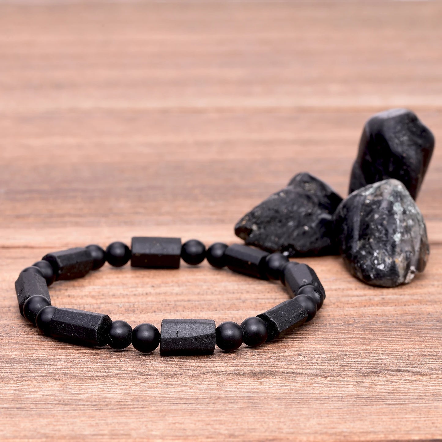 Real Raw Black Tourmaline Bracelet for Women Onyx Crystals Original Energy Quartz Stones Beads Bracelets 7*11mm