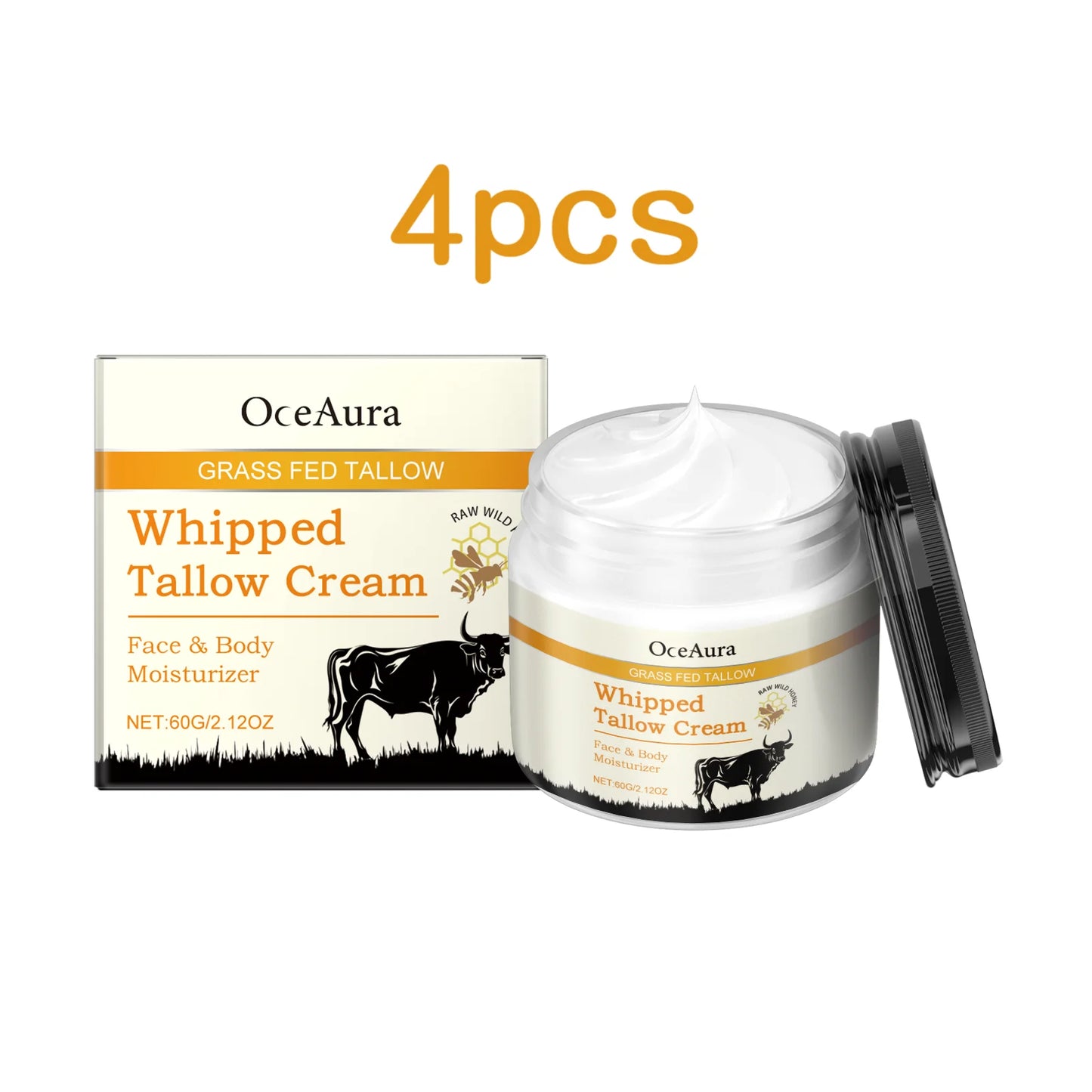 Oceaura 60g Beef Tallow Honey Moisturizer Cream Hydrating Smoothing Face Deep Nourish Rejuvenation Brighten Skin Care Cream
