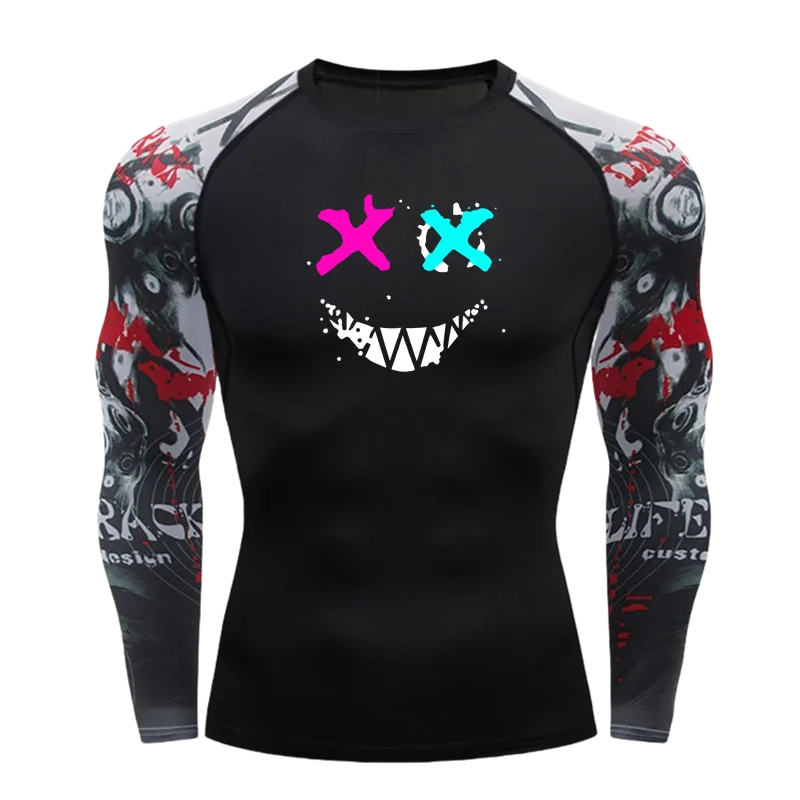 Sun Protection Second Skin Breathable Compression Shirt Men Rashguard Jiu Jitsu Fitness Gym Running Outdoors Sports T-Shirts Men