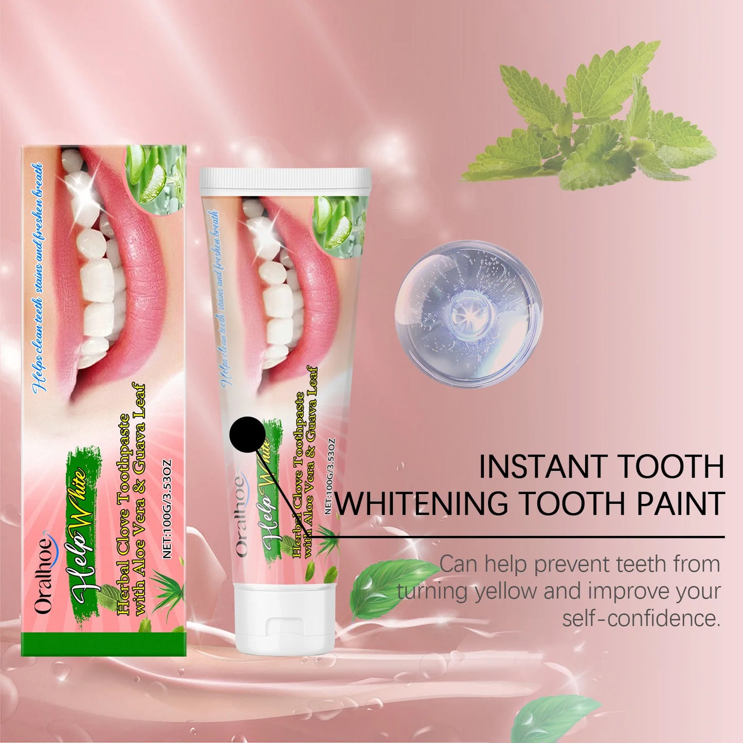 Oralhoe 100g Clean Yellow Teeth Toothpaste Mint Scent Remove Smoke Coffee Tea Stains Dental Whiten Oral Hygiene Care Toothpaste