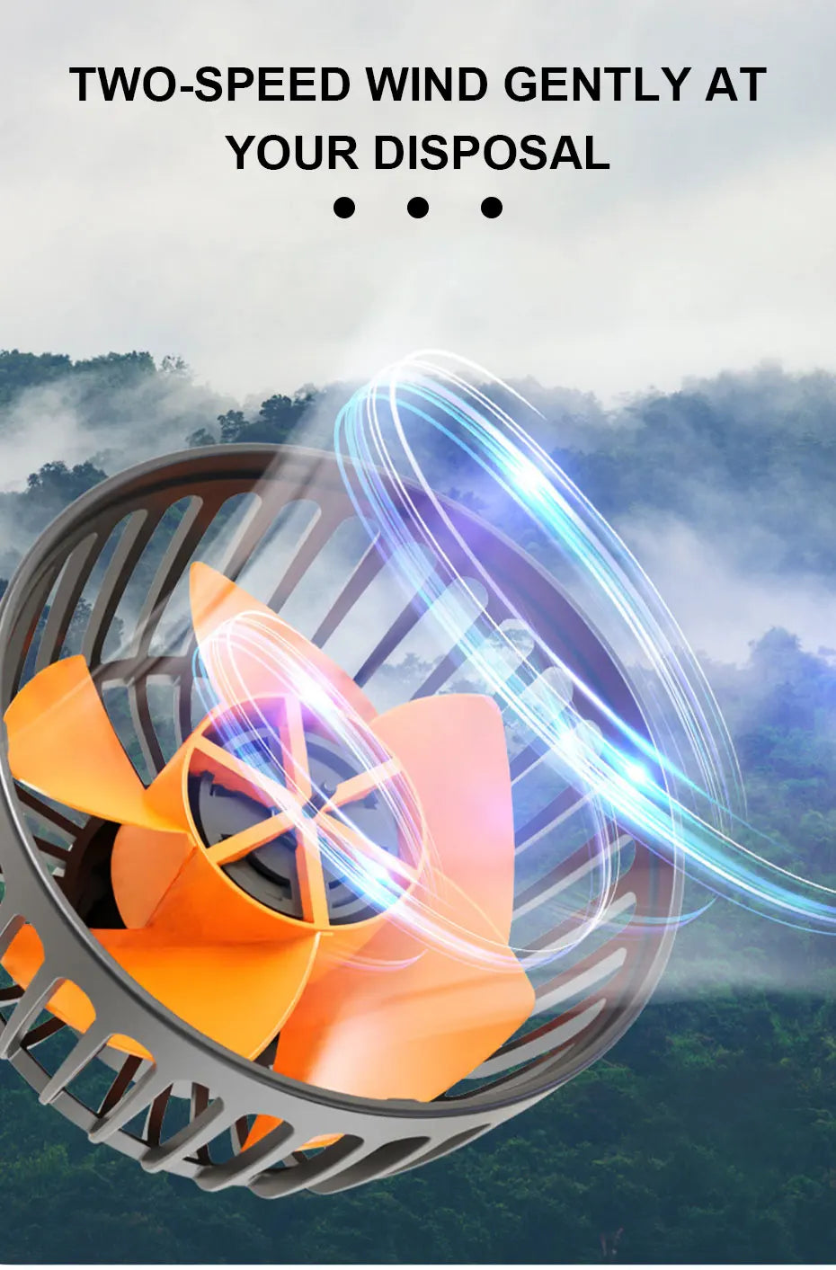 SEAMETAL USB Cooling Fan for Car 360-Degree Rotation 3-Head Electric Fan 2-Speed Silent Motor Fan Universal for Car/Office/Home