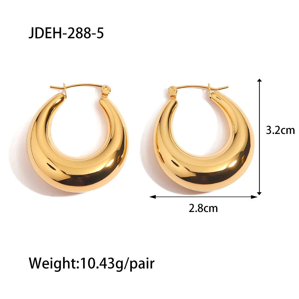 Uworld Stainless Steel Water Drop Big Stud Earrings Chunky Waterdrop Open Hoops Earrings for Women Girls Trendy Jewelry