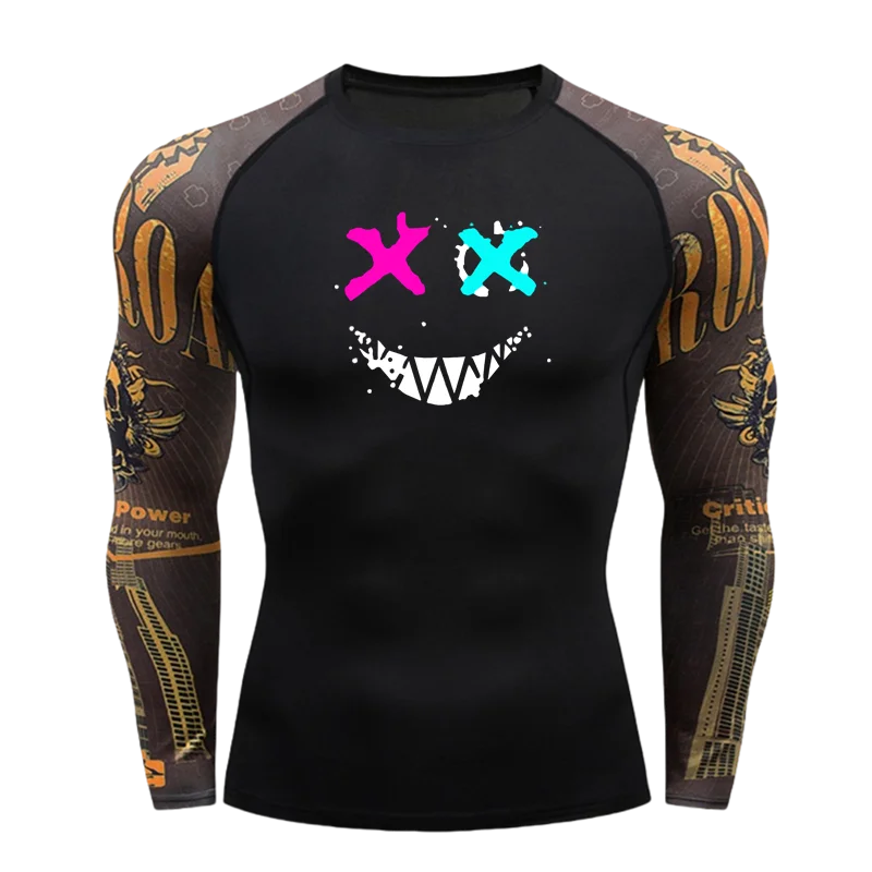 Sun Protection Second Skin Breathable Compression Shirt Men Rashguard Jiu Jitsu Fitness Gym Running Outdoors Sports T-Shirts Men