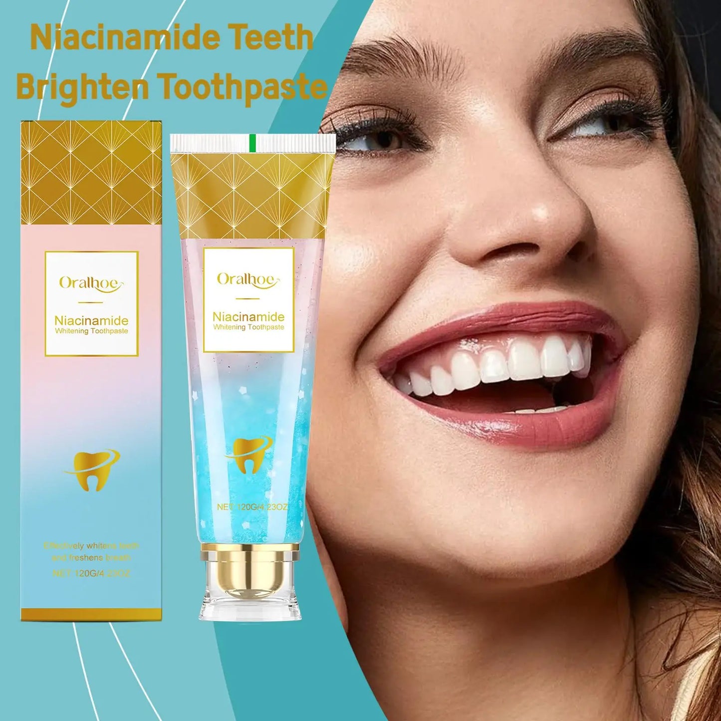Oralhoe Teeth Brighten Toothpaste Niacinamide Dental Stains Remove Improve Oral Smell Clean Yellow Teeth Whitening Toothpaste