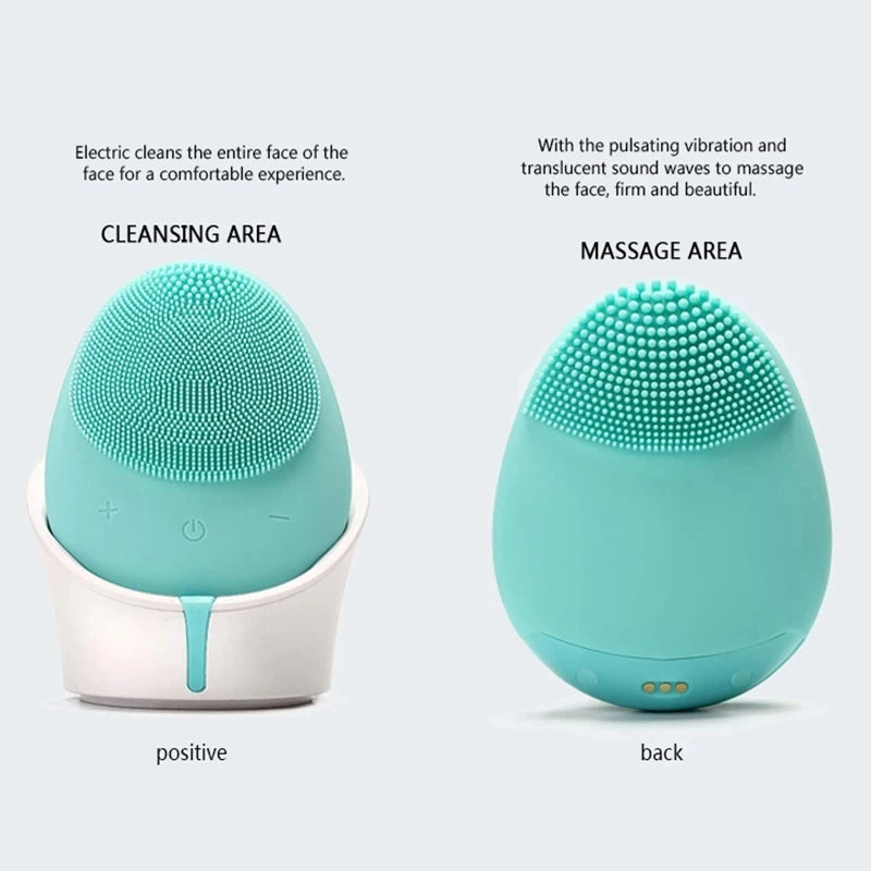 Silicone Facial Cleanser Waterproof Ultrasonica Brush For Face Massage Cleansing Ship from Riyadh Random Color