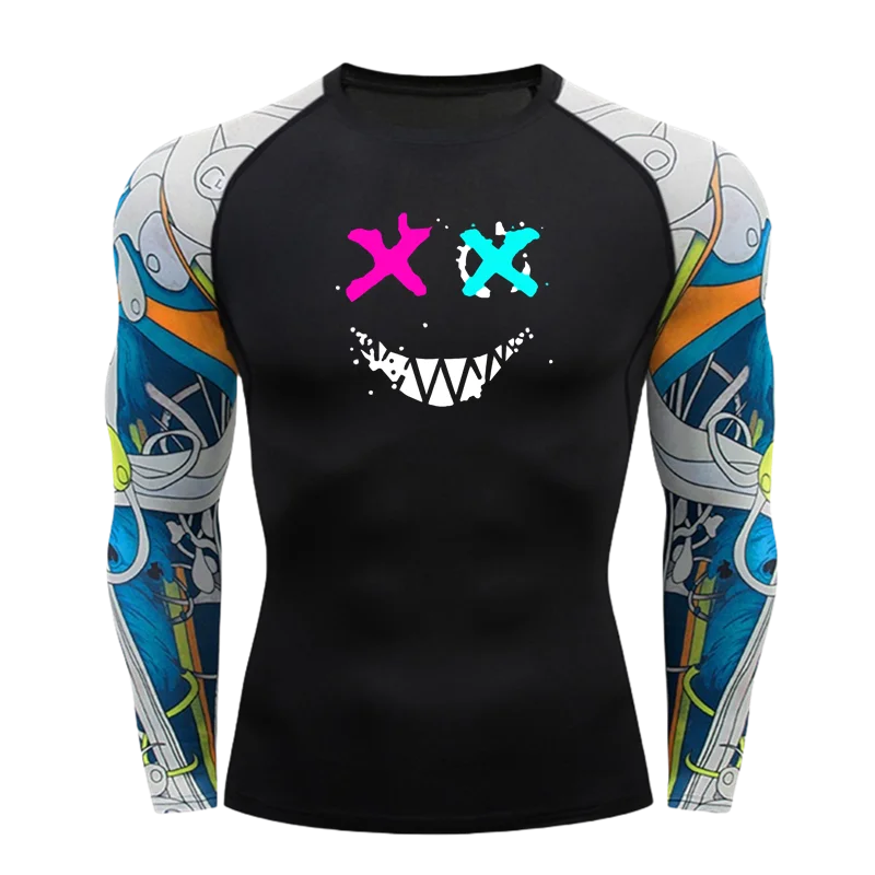 Sun Protection Second Skin Breathable Compression Shirt Men Rashguard Jiu Jitsu Fitness Gym Running Outdoors Sports T-Shirts Men