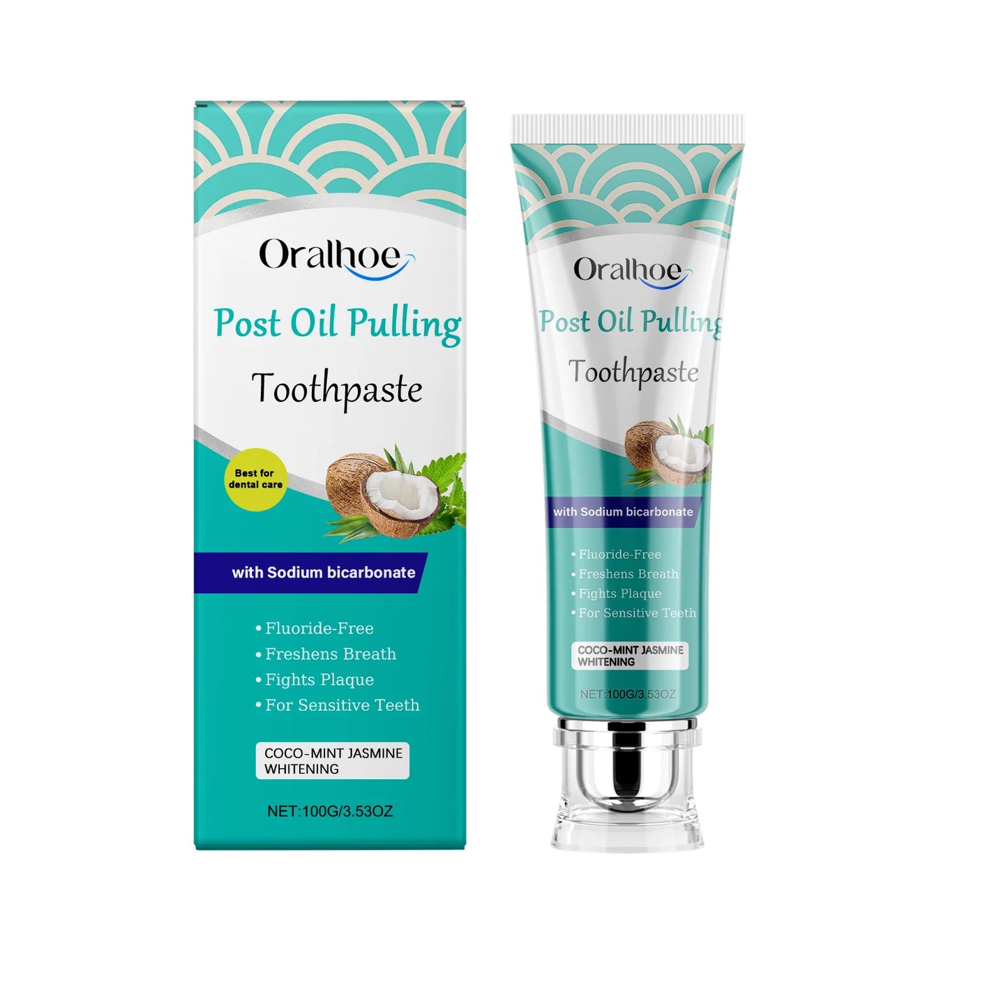 Oralhoe 100g Coconut Oil Whitening Yellow Tooth Toothpaste Fresh Breath Oral Clean Tartar Stain Remove Repair Decay Toothpaste