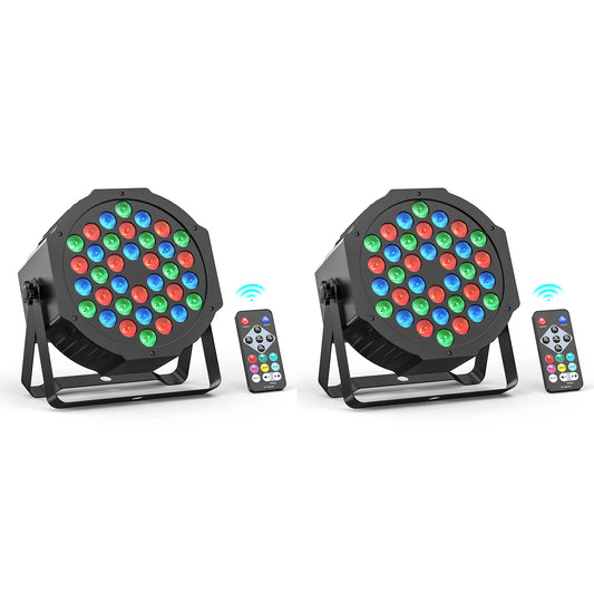 LeLeght 2Pcs 36 RGB LED Stage Party Light DMX512 With Sound Activated And Remote Control For DJ Party Show Halloween Christmas