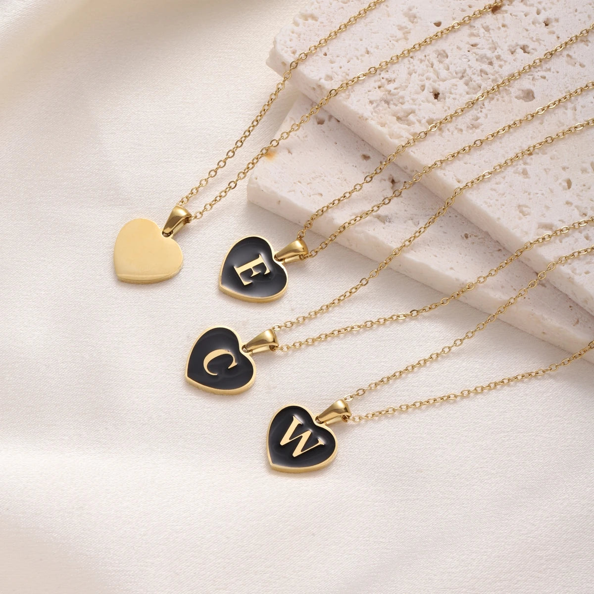 CARLIDANA Chunky 18k Gold Plated Bubble Letter Pendant Necklace Large Hollow PVD Gold Plated Initial Letter Necklace for Women