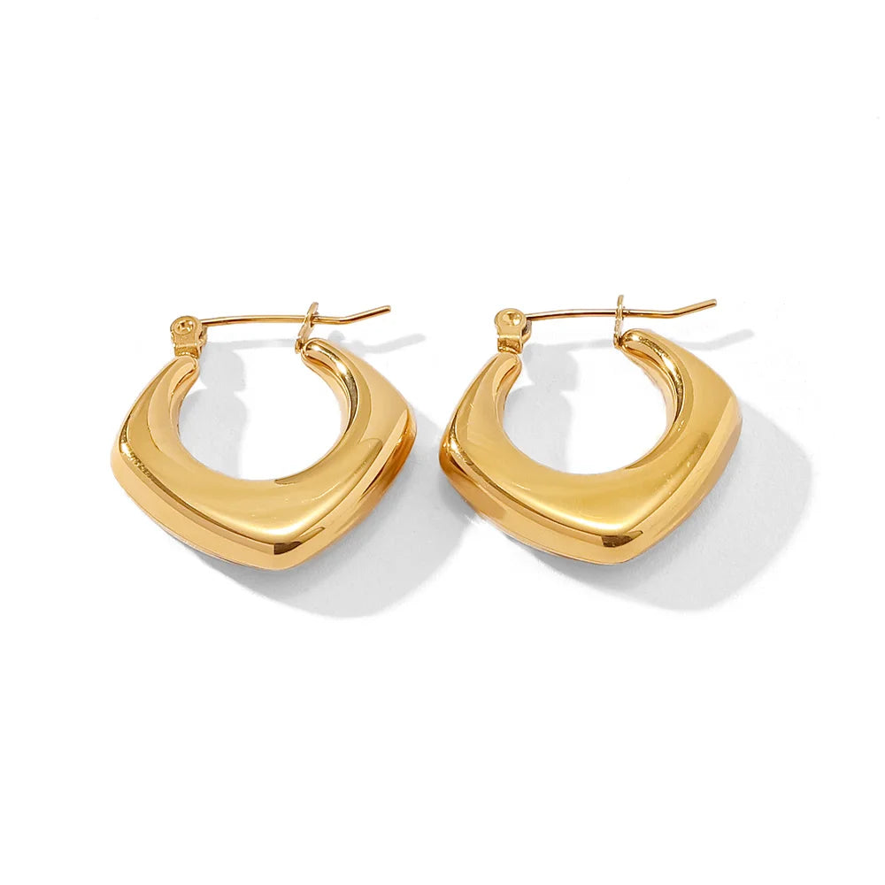 Uworld Stainless Steel Water Drop Big Stud Earrings Chunky Waterdrop Open Hoops Earrings for Women Girls Trendy Jewelry