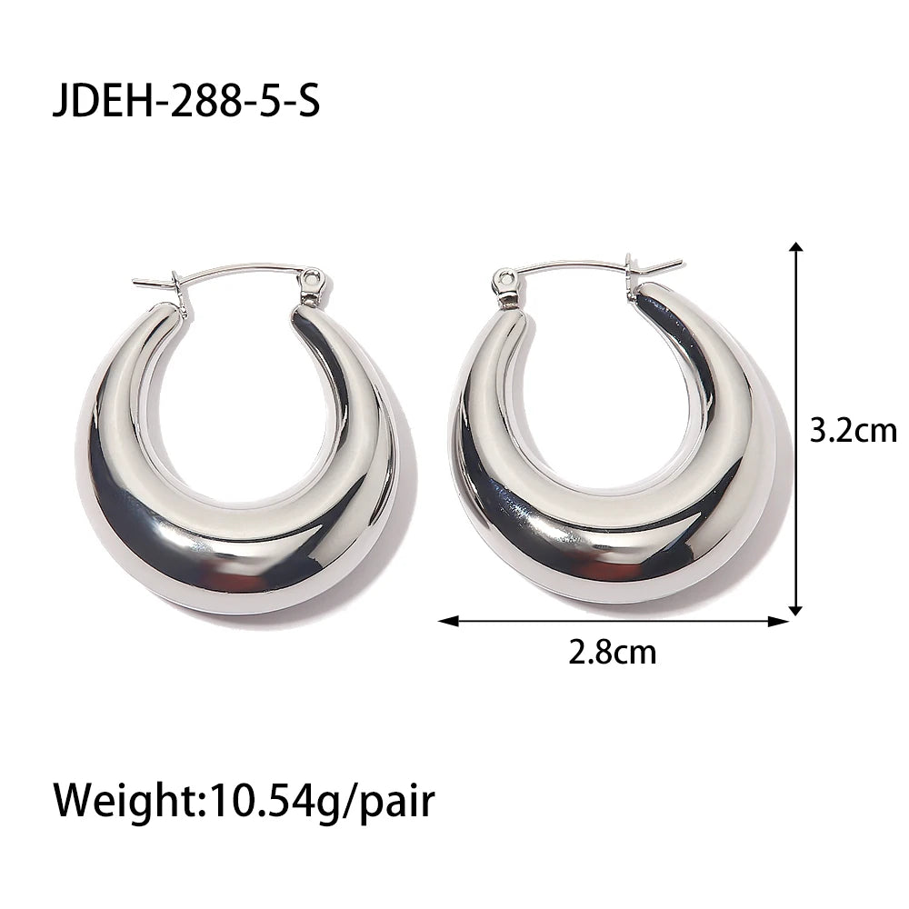 Uworld Stainless Steel Water Drop Big Stud Earrings Chunky Waterdrop Open Hoops Earrings for Women Girls Trendy Jewelry
