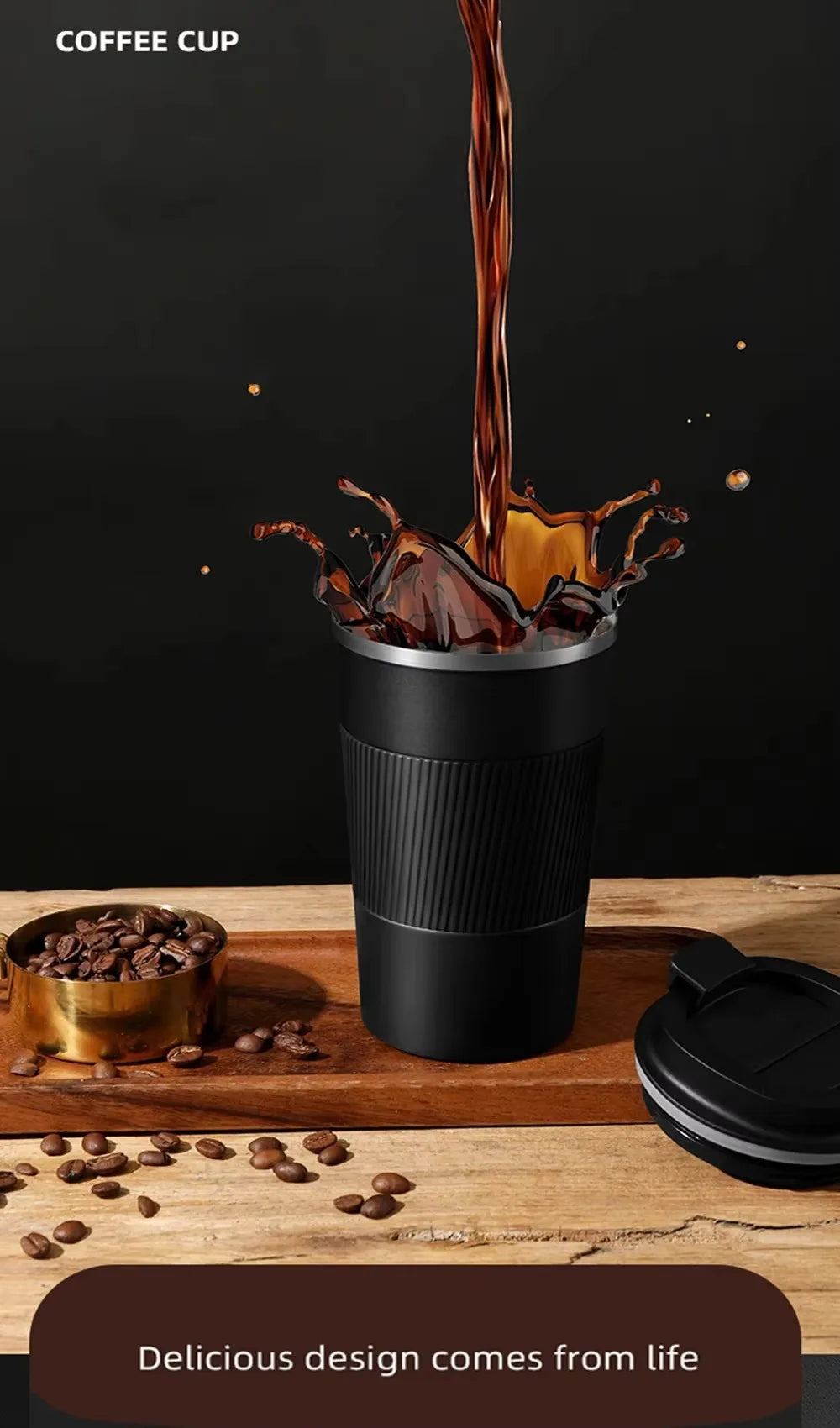 304 Stainless 500ml Steel Vacuum Insulated Water Bottle Anti Slip Coffee Mug Thermal Mug Portable Bottle Office Gift Set