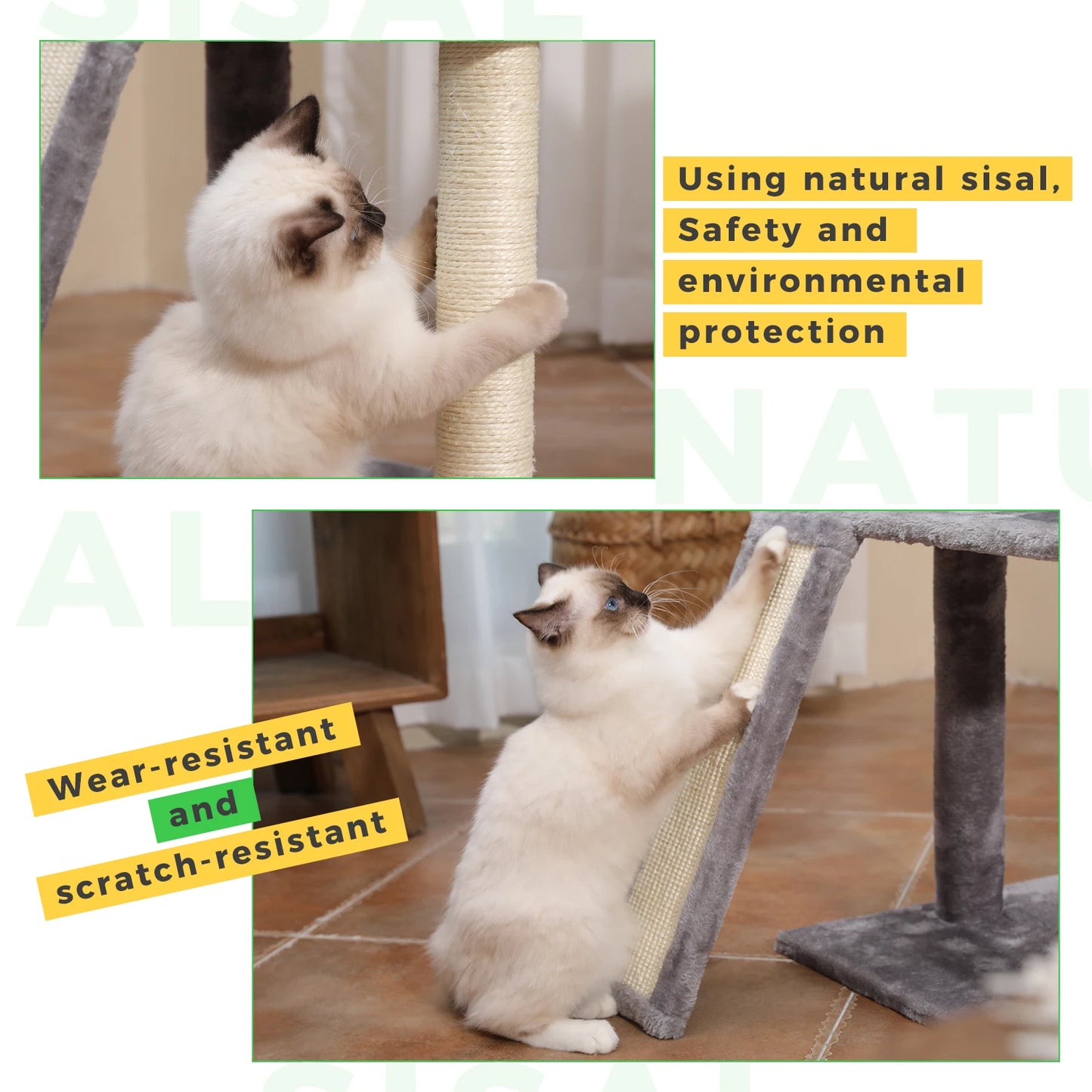 Pet Cat Tree House Condo Perch Entertainment Playground Stable Furniture for Kitten Multi-Level Tower for Large Cat Cozy Hommock