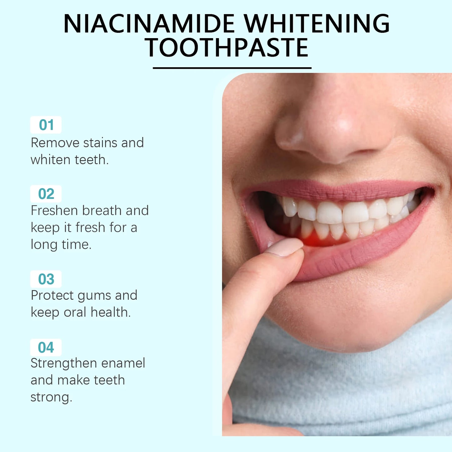 Oralhoe Teeth Brighten Toothpaste Niacinamide Dental Stains Remove Improve Oral Smell Clean Yellow Teeth Whitening Toothpaste