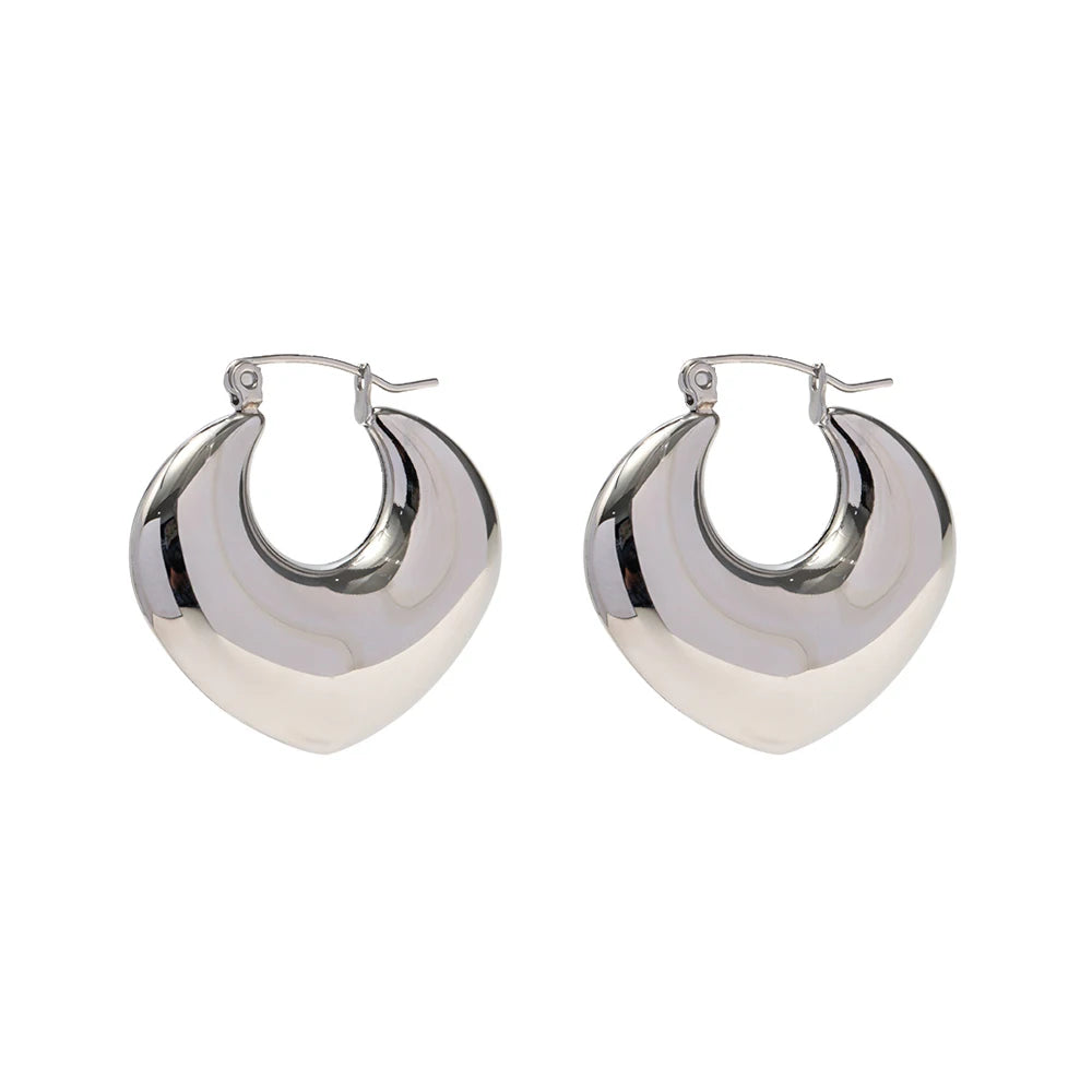 Uworld Stainless Steel Water Drop Big Stud Earrings Chunky Waterdrop Open Hoops Earrings for Women Girls Trendy Jewelry