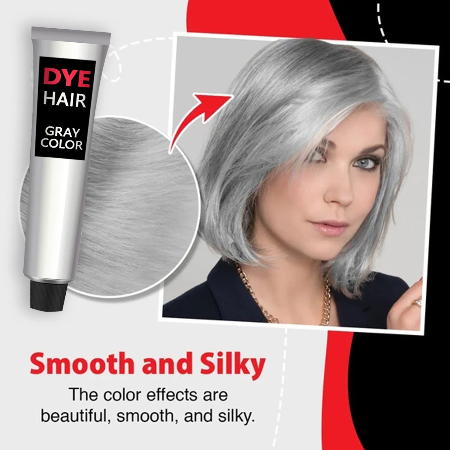 Eelhoe Gentle Hair Dye Cream Semi-Permanent Silver Gray Non-irritating Smooth Modeling Hurtless Instant Fashion Dye Cream 100g