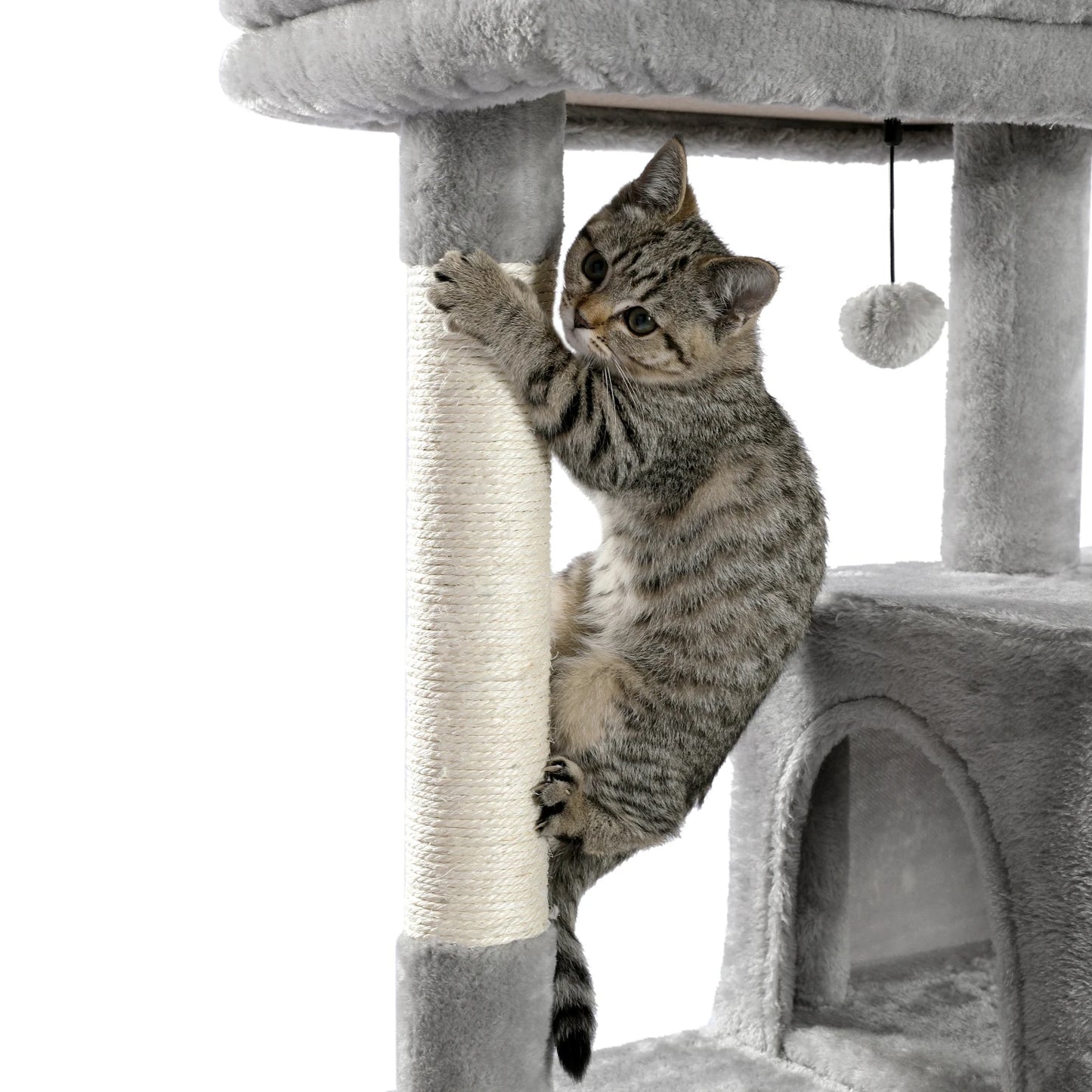 Pet Cat Tree House Condo Perch Entertainment Playground Stable Furniture for Kitten Multi-Level Tower for Large Cat Cozy Hommock
