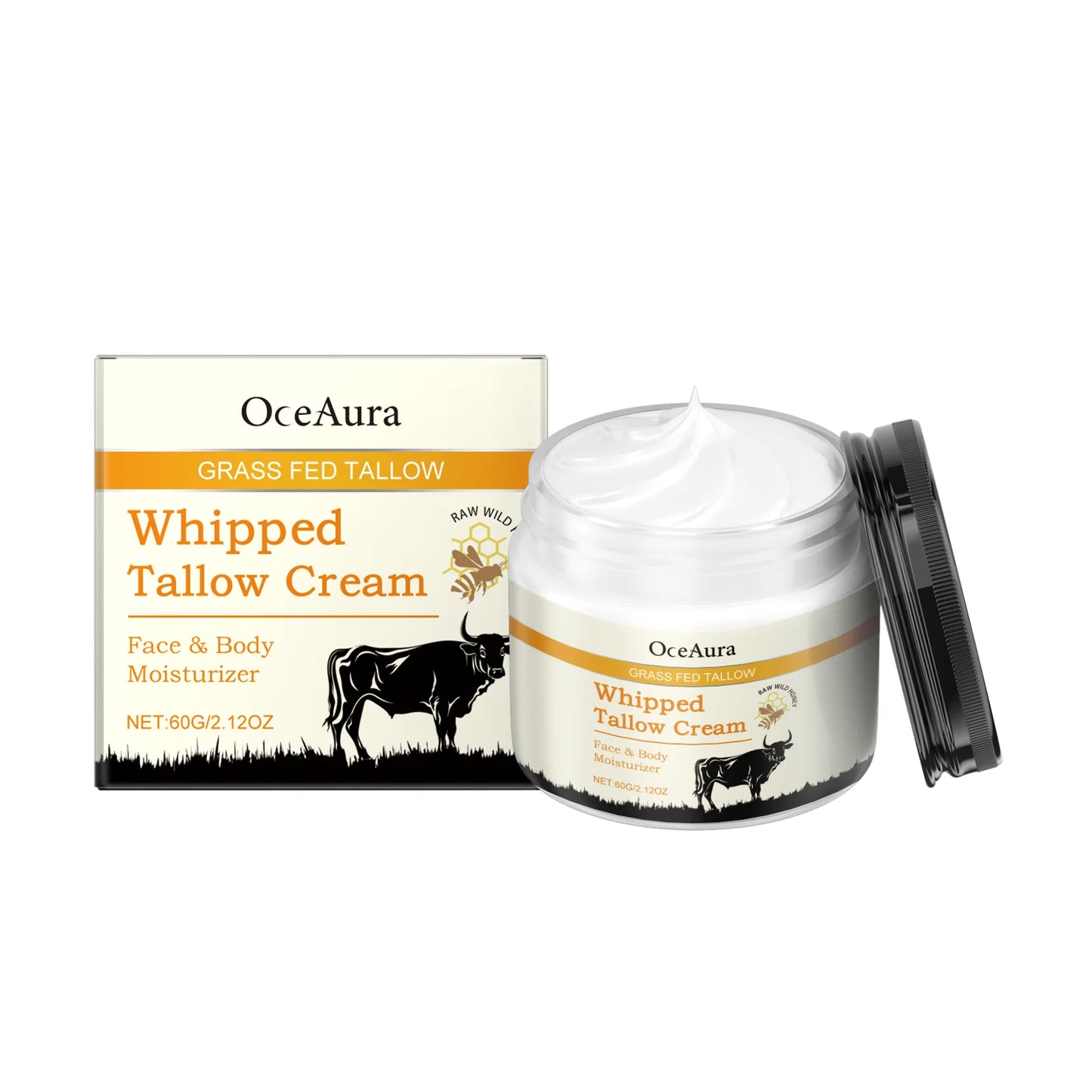 Oceaura 60g Beef Tallow Honey Moisturizer Cream Hydrating Smoothing Face Deep Nourish Rejuvenation Brighten Skin Care Cream