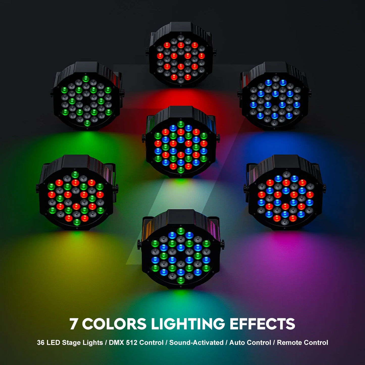 LeLeght 2Pcs 36 RGB LED Stage Party Light DMX512 With Sound Activated And Remote Control For DJ Party Show Halloween Christmas
