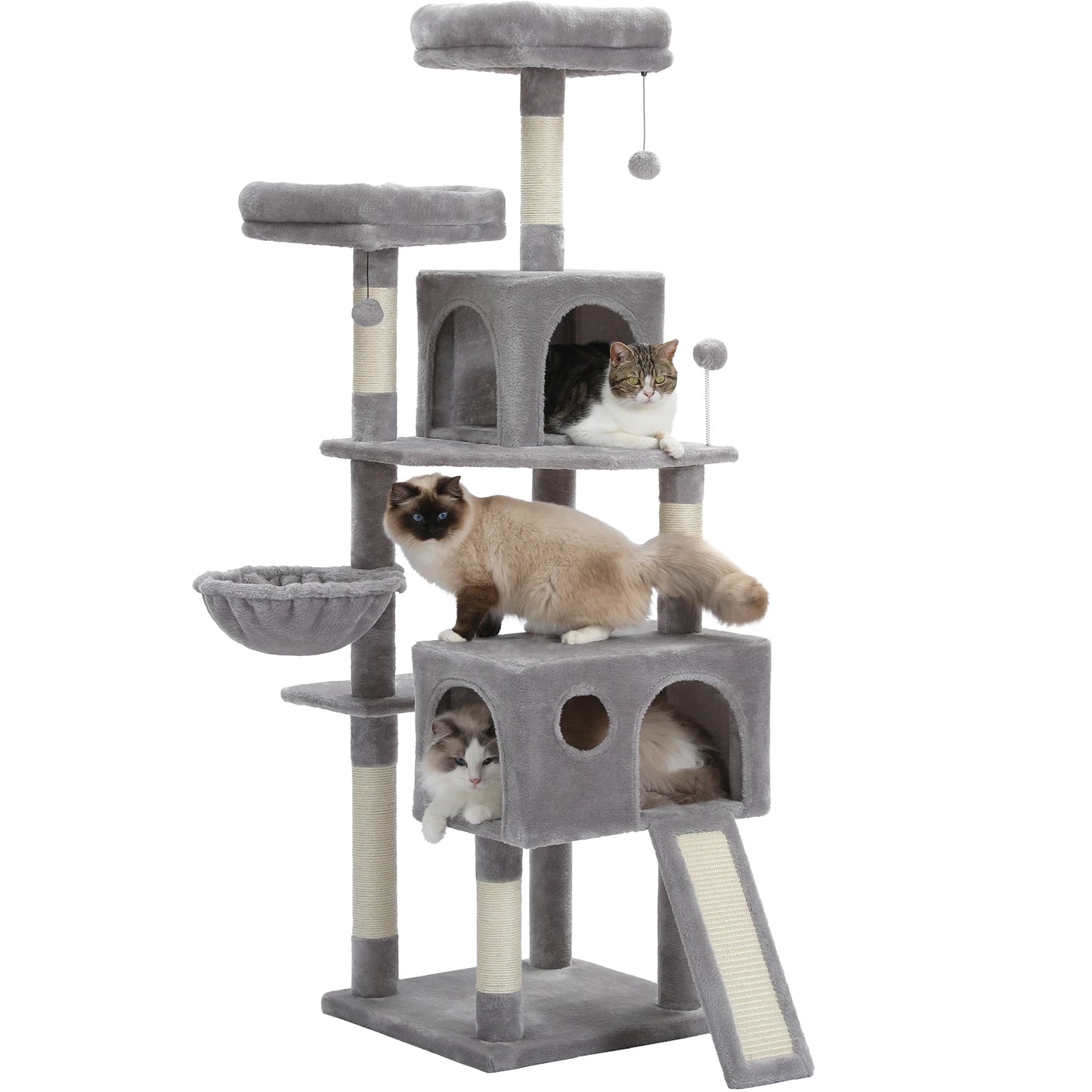 Pet Cat Tree House Condo Perch Entertainment Playground Stable Furniture for Kitten Multi-Level Tower for Large Cat Cozy Hommock