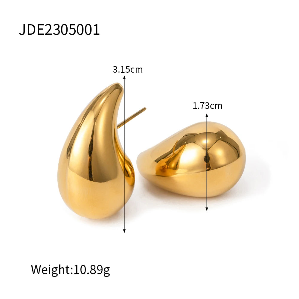 Uworld Stainless Steel Water Drop Big Stud Earrings Chunky Waterdrop Open Hoops Earrings for Women Girls Trendy Jewelry