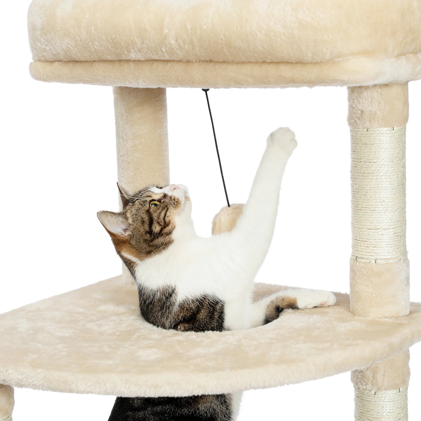 Pet Cat Tree House Condo Perch Entertainment Playground Stable Furniture for Kitten Multi-Level Tower for Large Cat Cozy Hommock