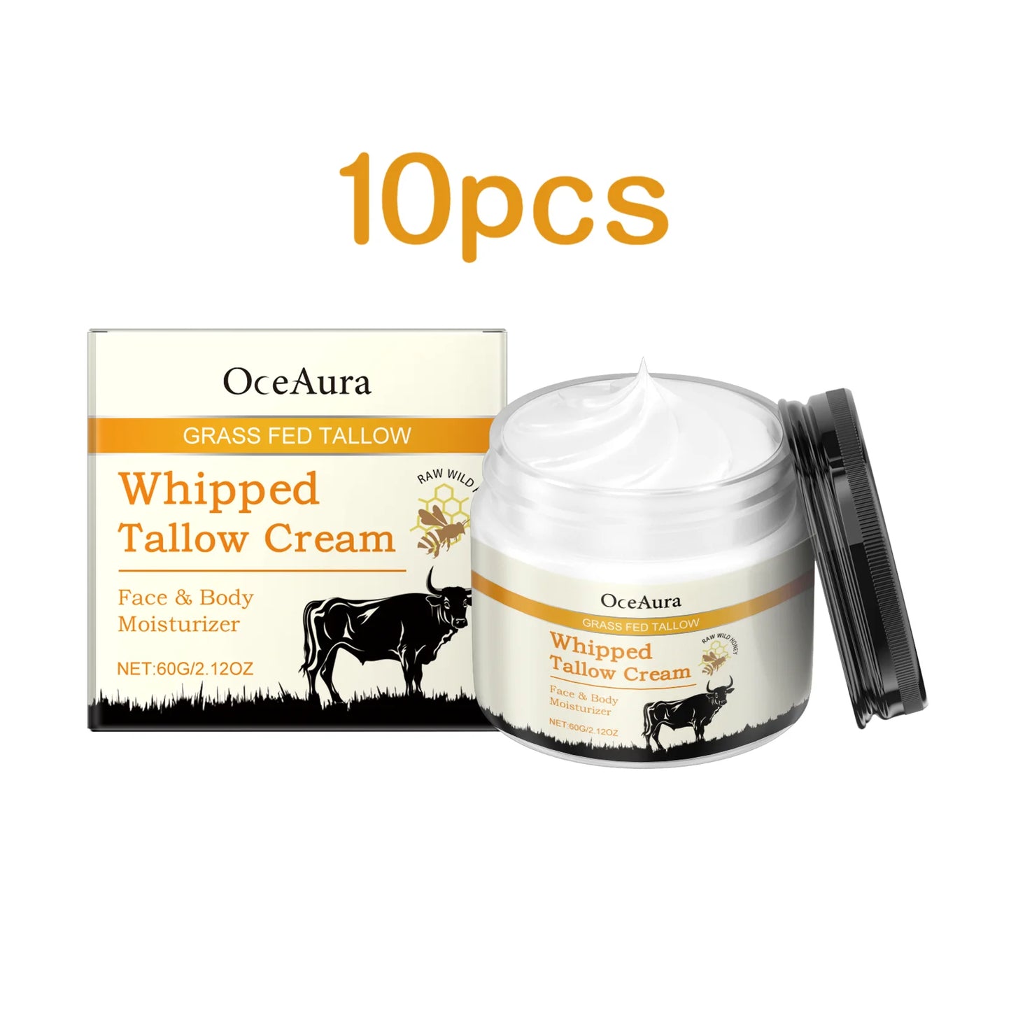 Oceaura 60g Beef Tallow Honey Moisturizer Cream Hydrating Smoothing Face Deep Nourish Rejuvenation Brighten Skin Care Cream