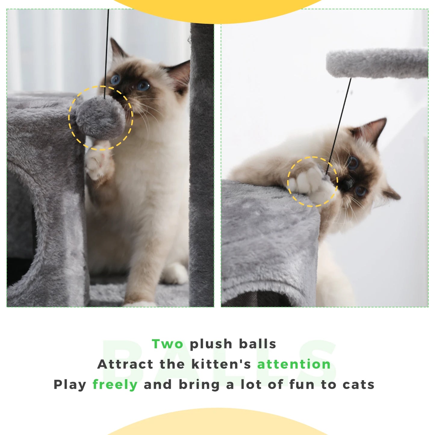Pet Cat Tree House Condo Perch Entertainment Playground Stable Furniture for Kitten Multi-Level Tower for Large Cat Cozy Hommock