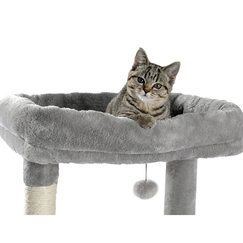 Pet Cat Tree House Condo Perch Entertainment Playground Stable Furniture for Kitten Multi-Level Tower for Large Cat Cozy Hommock