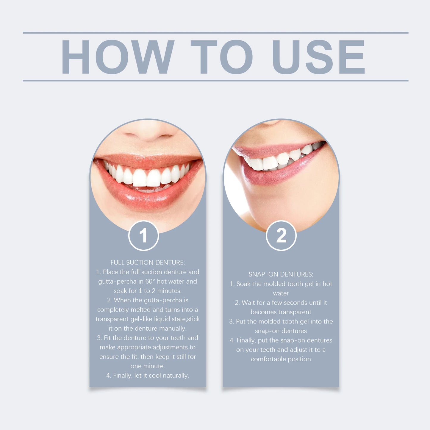 Oralhoe 1set Silicone Reline Denture Set Adjustable False Teeth Beauty Smile Full Mouth Dentures Repair Missing Teeth Braces Kit