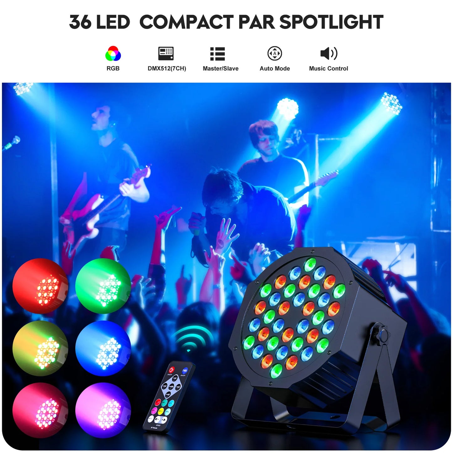 LeLeght 2Pcs 36 RGB LED Stage Party Light DMX512 With Sound Activated And Remote Control For DJ Party Show Halloween Christmas