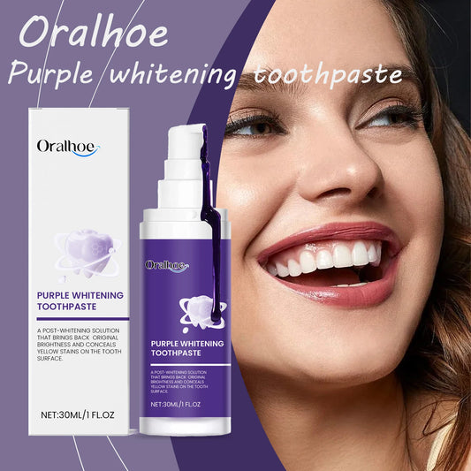 Oralhoe Purple Whitening Toothpaste Color Corrector Promote Oral Health Mint Remove Yellow Stains Dental Brightening Toothpaste