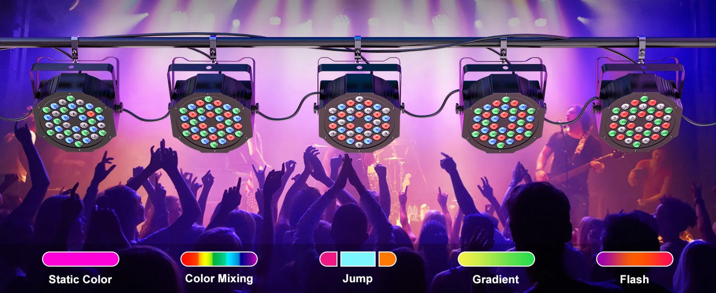 LeLeght 2Pcs 36 RGB LED Stage Party Light DMX512 With Sound Activated And Remote Control For DJ Party Show Halloween Christmas