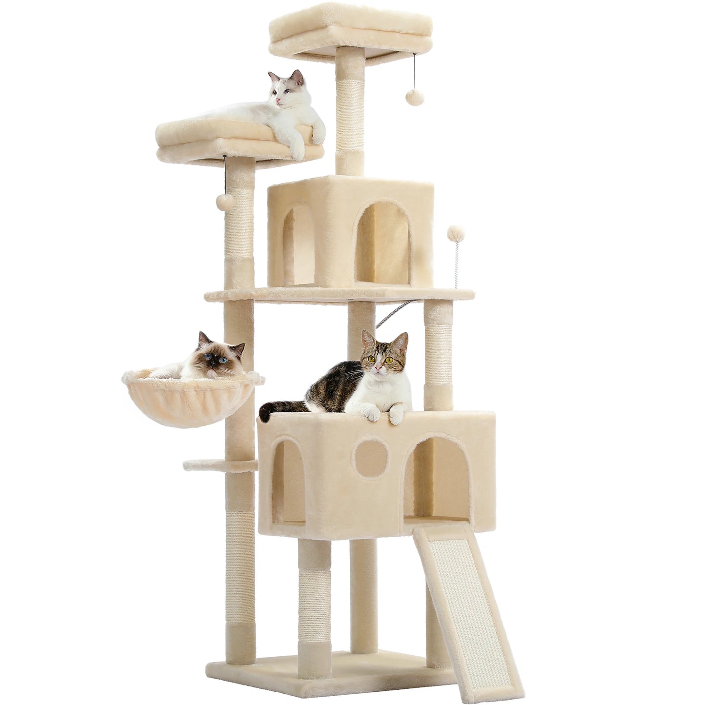 Pet Cat Tree House Condo Perch Entertainment Playground Stable Furniture for Kitten Multi-Level Tower for Large Cat Cozy Hommock