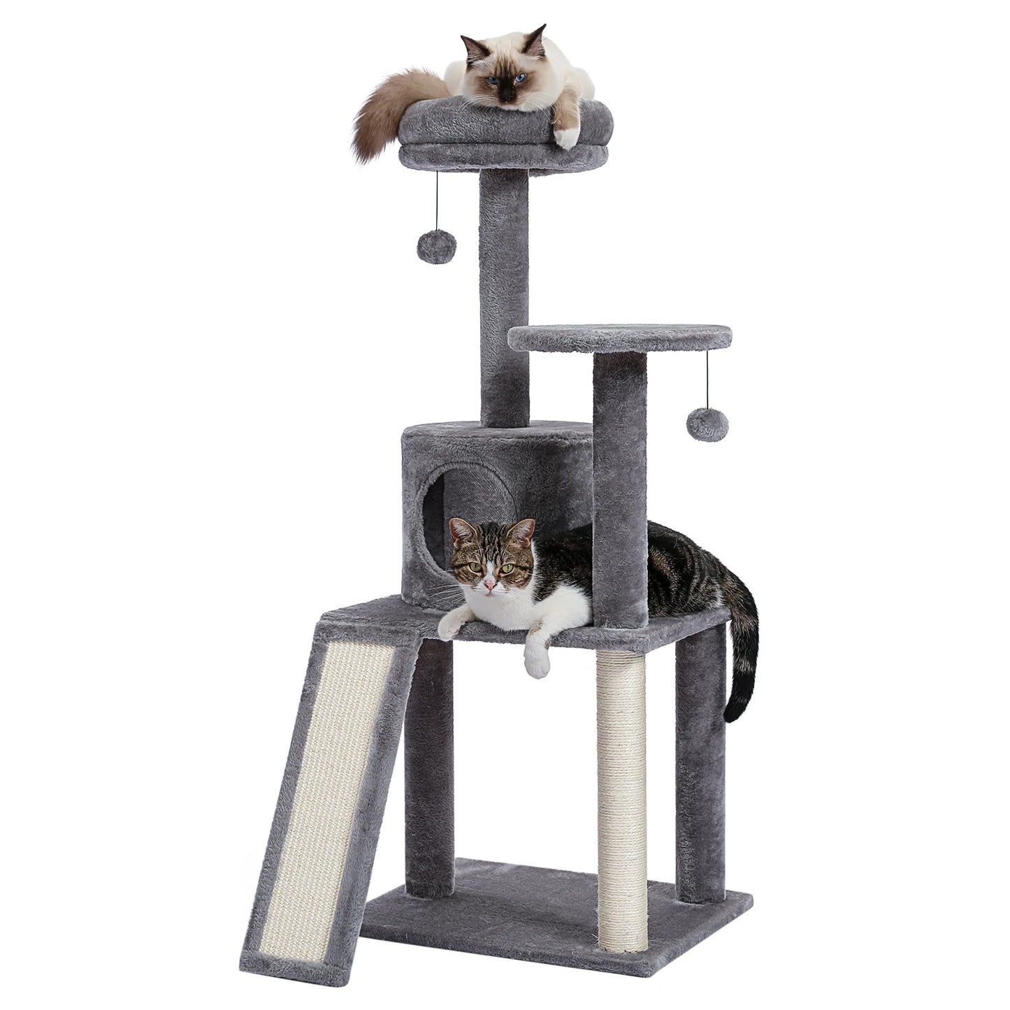 Pet Cat Tree House Condo Perch Entertainment Playground Stable Furniture for Kitten Multi-Level Tower for Large Cat Cozy Hommock
