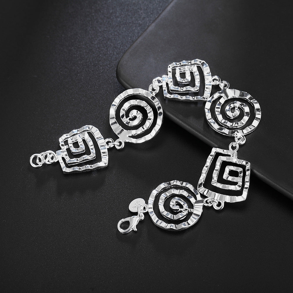 Factory direct fashion 925 Sterling Silver Bracelet for woman Retro round pattern chain trend jewelry Wedding party lady gift