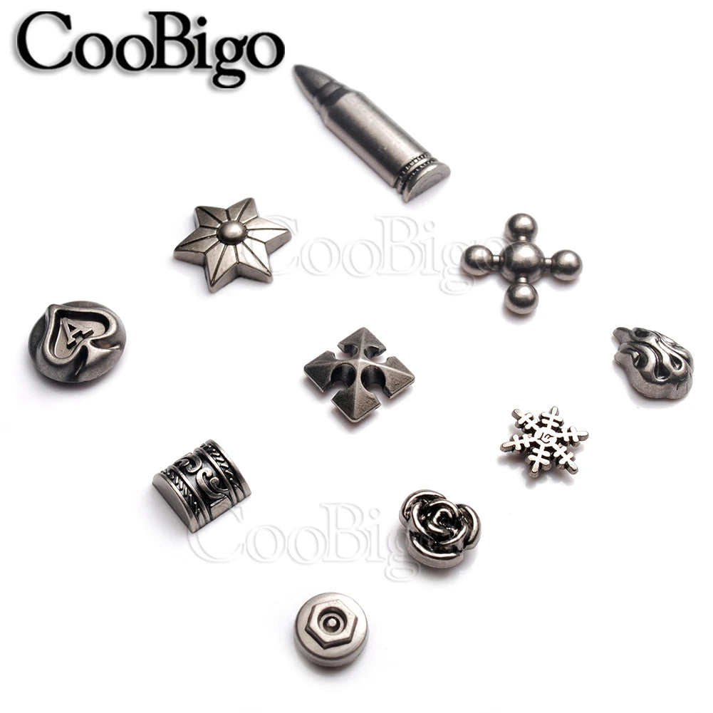 10 Sets Metal Studs Rivets Spike Stylish Riveting Parts for Leather Bag Garment Shoe DIY Craft Accessories Rose Bullet Snowflake