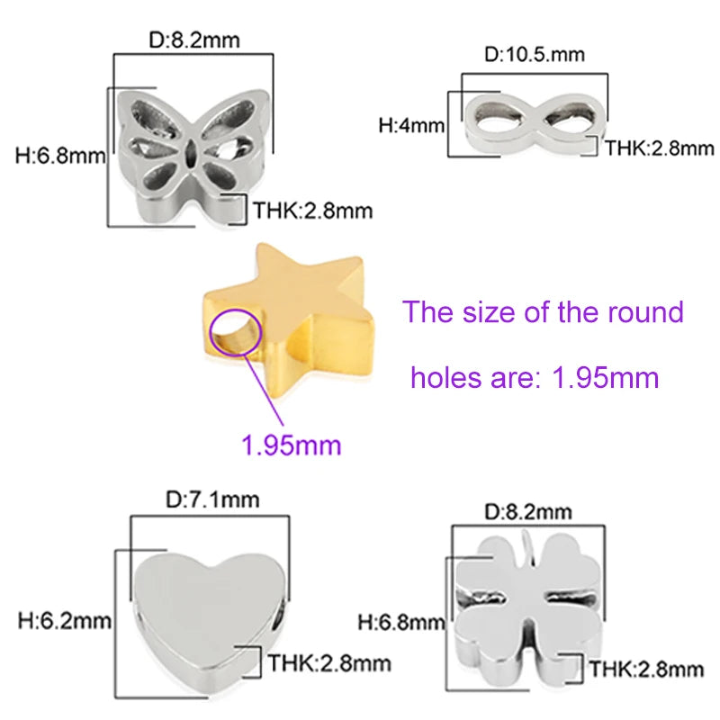 5pcs High Polished Stainless Steel Charms For Women Star Love Heart DIY Pendant Accessories Handmade Jewelry Making Wholesale