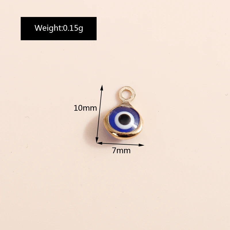 Leslie 60pcs 7*10mm Evil Eyes Charms Pendants for Earrings Bangles Handamde DIY Gold Silver Color Enamel Charms Jewelry Making