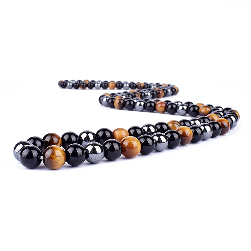 Fashion Tiger Eye Stone Beaded Necklaces Men Meditation Yoga Natural Stone Necklaces for Women New Design Handmade Jewelry Gift