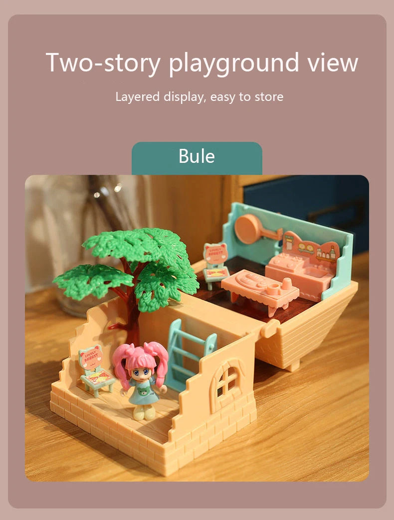 DollHouse Miniature Furniture DIY Doll House With Mini Doll Green Tree Forest Villa Home For Girl Christmas Gift ChildernToys