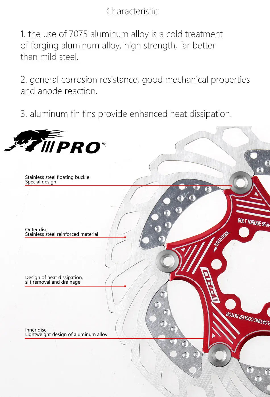 IIIPRO 6-Bolt Brake Disc 160mm/180mm/203mm Brake Disc Rotor Floating Cooling Heat Dissipation DH 6 Inch MTB/Road Bike